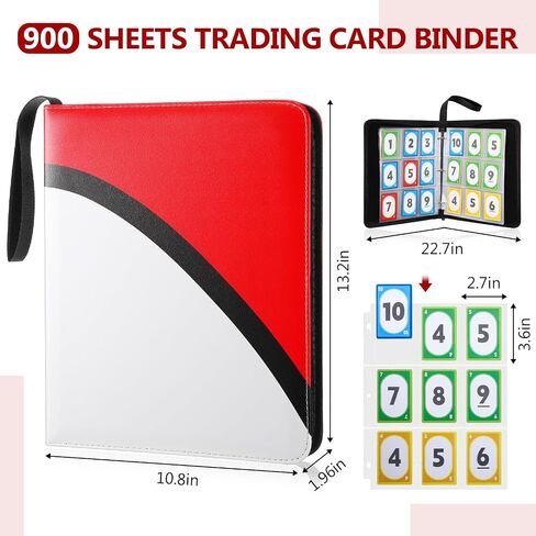 Marspark 900 Sheets Card Collection Binder, Trading Card Binder, Pockets Trading Album, Pockets Sleeves, Case Holder, Folder for TCG Sports Baseball Football Anime in Saudi Arabia
