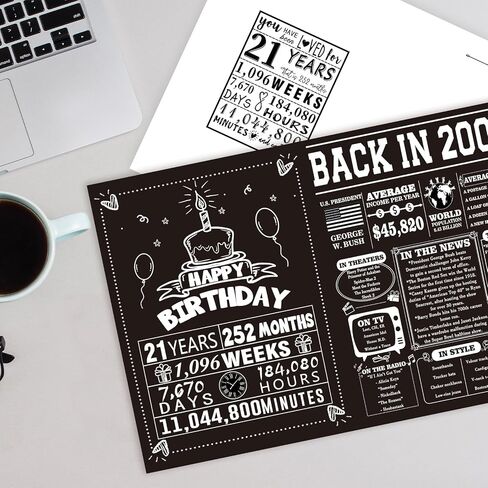 Cool 21st Birthday Decorations for Him Her, Happy 21 Birthday Card for Women Men, Funny 21 Year Old Bday Gifts for Daughter Son in Saudi Arabia