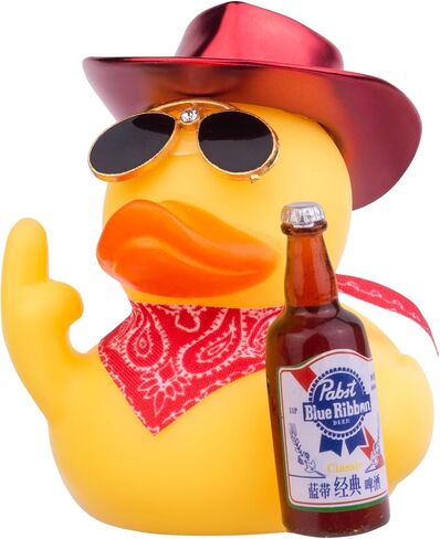 Rubber Duck Car Decoration - Red Duck with Cowboy Hat, Sunglasses & Accessories in Saudi Arabia
