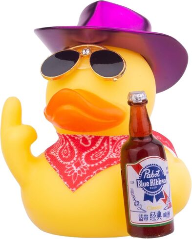 Rubber Duck Car Decoration - Red Duck with Cowboy Hat, Sunglasses & Accessories in Saudi Arabia