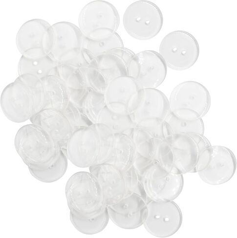 50PCS 2 Holes Resin Transparent Buttons, 1Inch/25mm Clear Round Sewing Flat Back Button for Scrapbook DIY Handmade Decorations in Saudi Arabia
