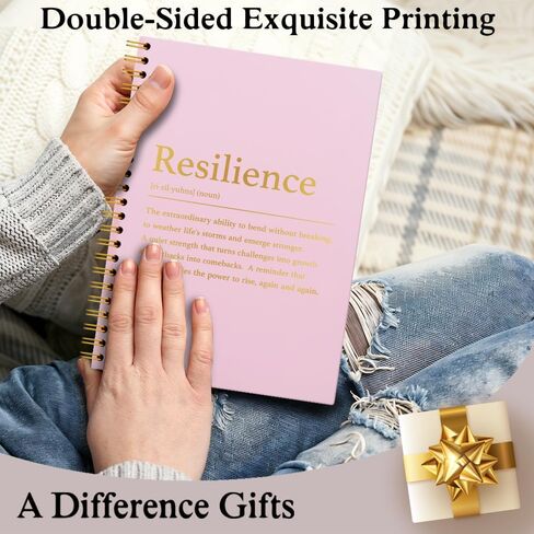 XQLZY Funny Resilience Definition Pink Spiral Notebook - 160 Blank Pages Journal, Motivational Gifts for Coworkers, Thank You Retirement Gifts for Leaders Teachers Bosses Colleagues Mentors Women in Saudi Arabia