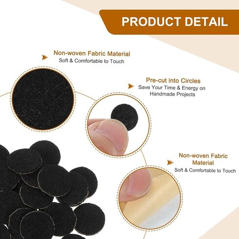 uxcell 120Pcs Round Felt Circles, 10mm (3/8") Black Non-Woven Felt Fabric Sticker Self-Adhesive Felt Pads Pre Cut Felt Pads for Sewing Costume Handcraft Cut Crafts DIY Projects in Kuwait