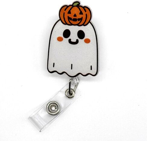 Halloween Ghost with Pumpkin Badge Reel, Nurse Badge Reels, ID Badge Holder, Interchangeable ID Badge Reel, Nurse, Retractable Badge in Saudi Arabia