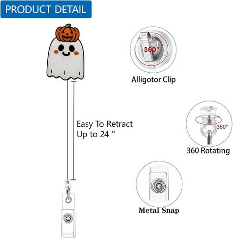 Halloween Ghost with Pumpkin Badge Reel, Nurse Badge Reels, ID Badge Holder, Interchangeable ID Badge Reel, Nurse, Retractable Badge in Saudi Arabia