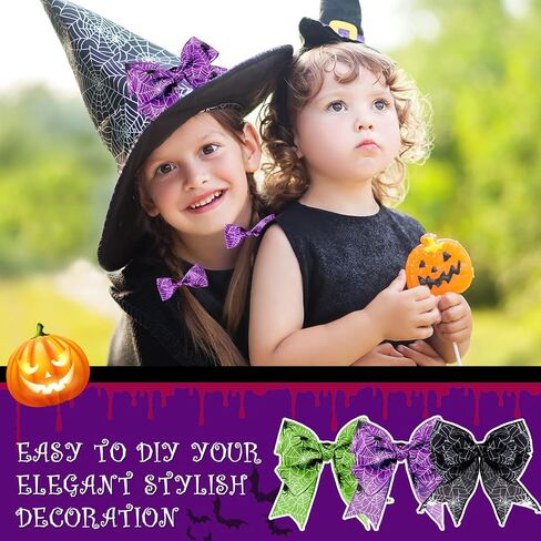 Hanaive 3 Rolls 15 Yards Halloween Ribbon Edge 2.5 Inch Halloween Spider Web Wired Ribbons Colorful for Home Party Decor Wrapping(Green, Purple, Black) in Saudi Arabia