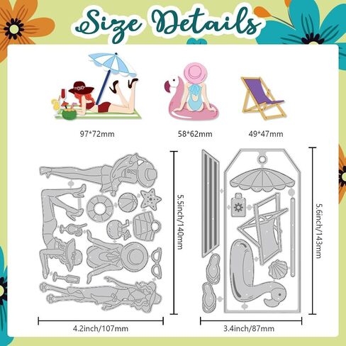 Lady on The Beach Cutting Dies Vacation Ocean Label Dies Cut Metal Die Cuts Embossing Stencils Template Dies for Card Making DIY Scrapbooking Photo Holiday Album Paper Crafts Card in Saudi Arabia