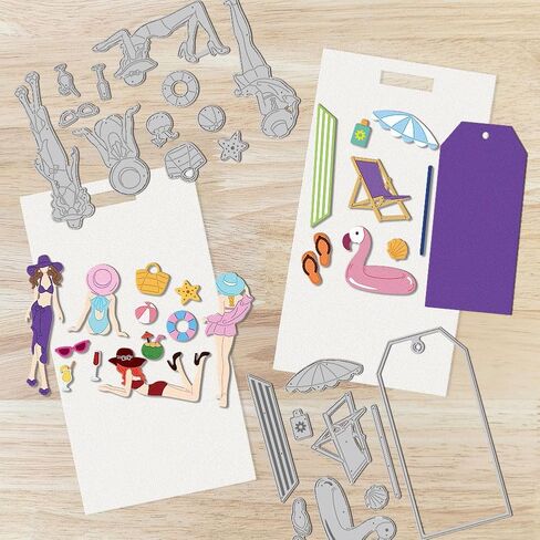 Lady on The Beach Cutting Dies Vacation Ocean Label Dies Cut Metal Die Cuts Embossing Stencils Template Dies for Card Making DIY Scrapbooking Photo Holiday Album Paper Crafts Card in Saudi Arabia