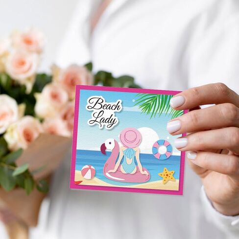 Lady on The Beach Cutting Dies Vacation Ocean Label Dies Cut Metal Die Cuts Embossing Stencils Template Dies for Card Making DIY Scrapbooking Photo Holiday Album Paper Crafts Card in Saudi Arabia