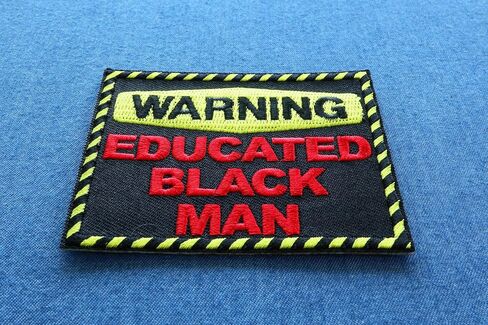 Warning Educated Black Woman Fun Patch - 3x2.5 inch. Embroidered Iron on Patch in Saudi Arabia
