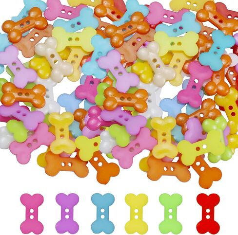 pson 100PCS Assorted Colors Decorative Dog Bone Buttons, 2-Hole Flatback Sewing Buttons for Handmade, Scrapbooking, Clothes, Shoes, DIY, Craft in Saudi Arabia