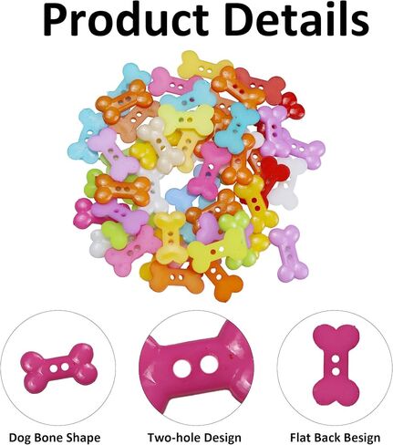 pson 100PCS Assorted Colors Decorative Dog Bone Buttons, 2-Hole Flatback Sewing Buttons for Handmade, Scrapbooking, Clothes, Shoes, DIY, Craft in Saudi Arabia