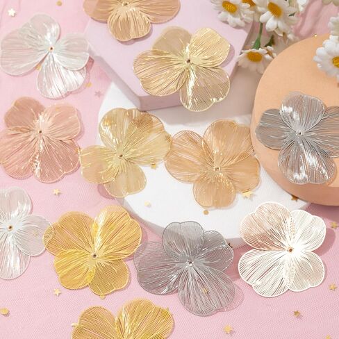 Flower Filigree Charms Hollow Brass Filigree Metal Embellishments for DIY Jewelry Making Earrings Necklaces Hair Jewelries Components in Kuwait