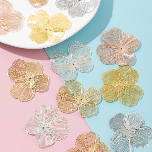 Flower Filigree Charms Hollow Brass Filigree Metal Embellishments for DIY Jewelry Making Earrings Necklaces Hair Jewelries Components in Kuwait