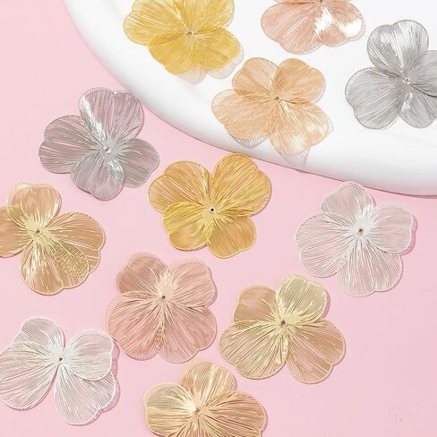 Flower Filigree Charms Hollow Brass Filigree Metal Embellishments for DIY Jewelry Making Earrings Necklaces Hair Jewelries Components in Kuwait