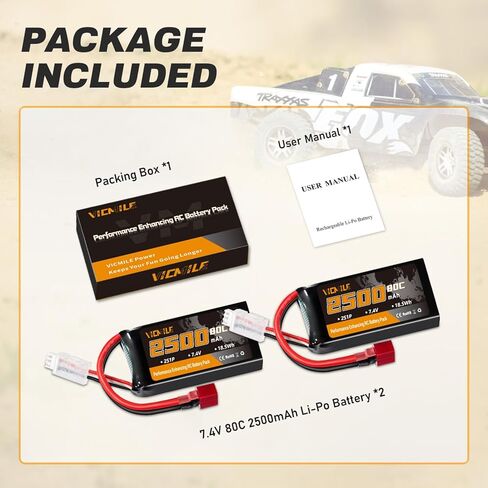 2S Lipo Battery 2500mAh 7.4V 80C High Discharge Rate Shorty Pack RC Batteries with Dean-Style T Plug Fit for RC Airplane FPV Quadcopter Helicopter Drone and Racing RC Hobby Model High Capacity in Kuwait