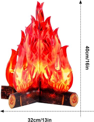 Boao 3 Set Fake Fire Artificial Fake Flame Camping Decoration 3D Cardboard Camp Fire for Camping Bachelorette Christmas Party, 16 x 13 Inch(Red Orange) in Saudi Arabia
