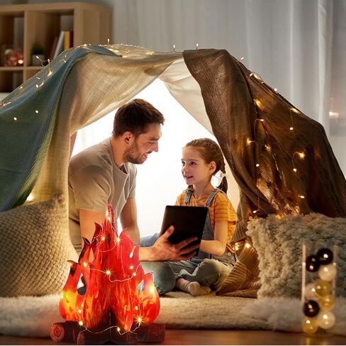 Boao 3 Set Fake Fire Artificial Fake Flame Camping Decoration 3D Cardboard Camp Fire for Camping Bachelorette Christmas Party, 16 x 13 Inch(Red Orange) in Saudi Arabia