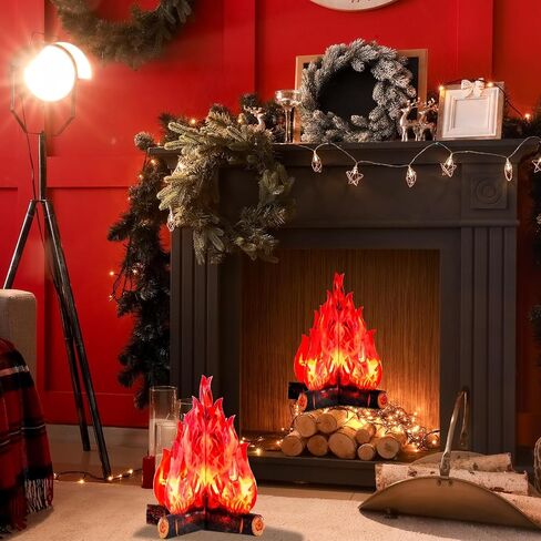 Boao 3 Set Fake Fire Artificial Fake Flame Camping Decoration 3D Cardboard Camp Fire for Camping Bachelorette Christmas Party, 16 x 13 Inch(Red Orange) in Saudi Arabia