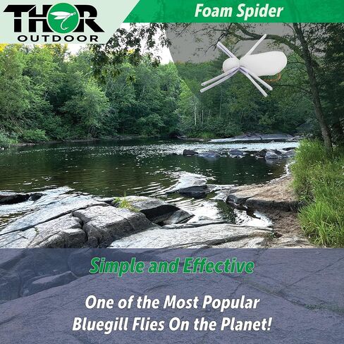 Foam Spider Fly Fishing – Black, 6 Pc, Hook Size #14 - Topwater Dry Flies for Bass, Panfish, and Trout in Kuwait