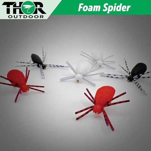 Foam Spider Fly Fishing – Black, 6 Pc, Hook Size #14 - Topwater Dry Flies for Bass, Panfish, and Trout in Kuwait