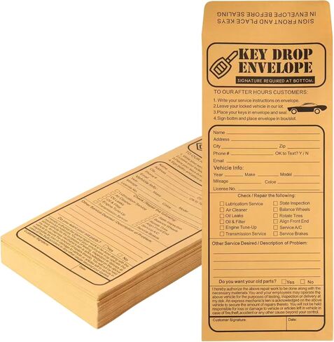 100 Pack Heavyweight Key Transfer Envelopes – Secure Adhesive Mailers for Auto Services (4.125"x9.5") in Kuwait