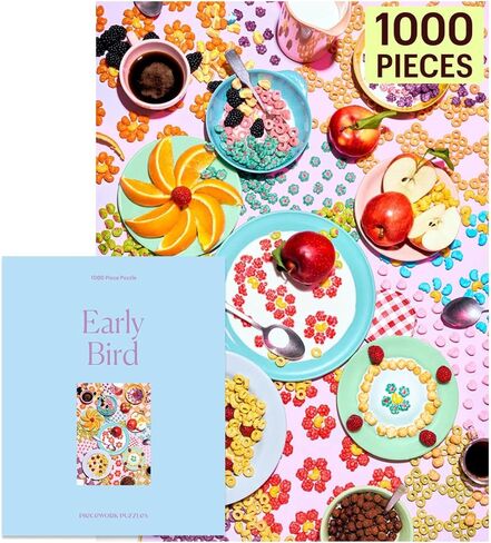 Piecework Early Bird 1000 Piece Puzzle for Adults, Challenging Cereal Jigsaw Puzzle with Original Photography, Soft-Touch Pieces, Jigsaw Collectable and Gift - 19.25 x 26.6 inches in Saudi Arabia