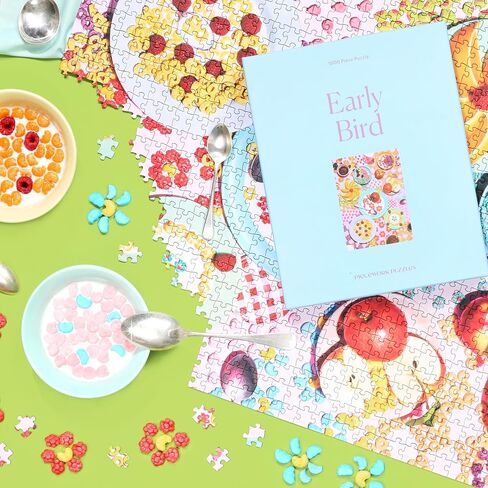 Piecework Early Bird 1000 Piece Puzzle for Adults, Challenging Cereal Jigsaw Puzzle with Original Photography, Soft-Touch Pieces, Jigsaw Collectable and Gift - 19.25 x 26.6 inches in Saudi Arabia