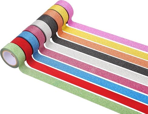 Colored Arts Tape ，9 Rolls DIY Glitter Tape, Colored Sparkle Decorative Tape Perfect for Kids Art Supplies,Crafting, Labeling, DIY Projects, Easy Tear & Removable Adhesive (0.6in*10Ft) in Saudi Arabia