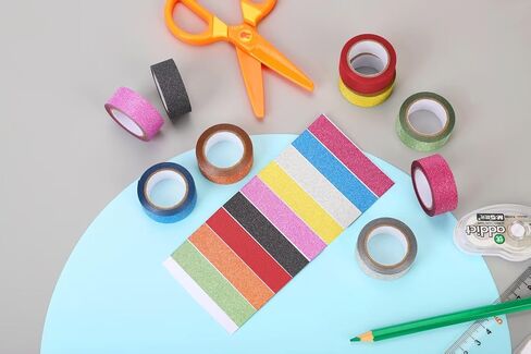 Colored Arts Tape ，9 Rolls DIY Glitter Tape, Colored Sparkle Decorative Tape Perfect for Kids Art Supplies,Crafting, Labeling, DIY Projects, Easy Tear & Removable Adhesive (0.6in*10Ft) in Saudi Arabia