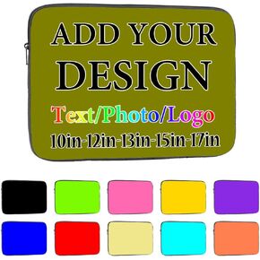 Custom Laptop Bag with Photo Text Logo - Personalized Laptop Sleeve Case for Women & Men, 10 inch, Black