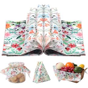 150 Pcs Wildflower Garden Floral Wax Paper Sheets for Food Deli, 9.8 x 8.3 inch Watercolor Flower Greaseproof Wrapping Paper for Sandwich Picnic Basket Liner Birthday Shower Party Supplies