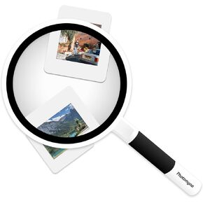 Photomyne Magnifying Glass, 3X Magnification, Perfect for Seeing Small Objects, Photos, Reading, Shatterproof Design, Crystal Clear Acrylic Glass, Portable, Comfort Grip Handle, Kids and Adults