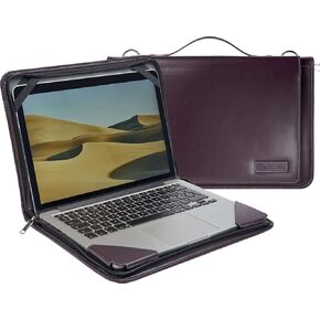 Purple Leather Laptop Messenger Case - Compatible with Google Pixelbook GO
