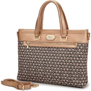 Designer Rhinestone 15.6" Leather Laptop Bag for Women Work Bag with Bling Twinkle Star Design Top Handle with Should Strap