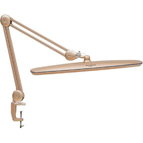 Task Lamp with Clamp, Bright 117PCS LEDs, Metal Swing Arm 24W 2200 Lumen Dimmable Led Desk Lamp for Architect Home Office Study Reading Dorm Workbench Craft, 23 Inch Working Lamp(Gold)
