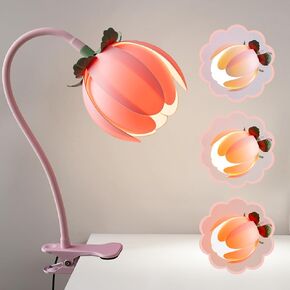 Flower Desk Lamp,Cute Clip on Light,3 Colors Modes Book Lights,Vintage Floral Bedside Night Light,360°Flexible Gooseneck LED Reading Light for Bedroom Office Eye-Caring Lighting Kawaii Home Decor