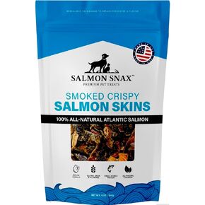 (Pack of 1) Premium Dogs/Cats Treats (Salmon Snaxx) - Smoked Crispy Salmon Skins Net Weight 12oz / 340 g