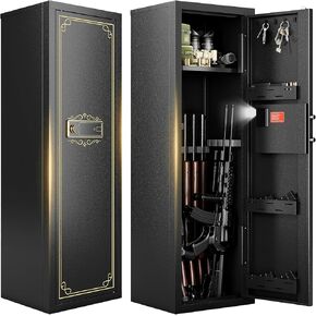 KAER 10-12 Gun Safe for Home Rifle and Pistols Biometric Gun Safes & Cabinets Clearance Gun Cabinet for Rifles and Shotguns Gun Safe for Handgun with Digital Keypad Adjustable Shelves Unassembled