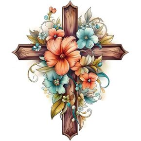 Kulvci Cross Flower Diamond Art Painting Kits for Adults, Diamond Art Kits for Beginners, 5D DIY Full Drill Gem Craft for Home Decor Gift 12x12inch