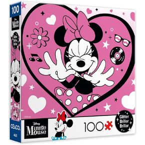 Ceaco - Disney - Minnie Mouse - Minnie Heart - Glitter Puzzle - 100 Piece Jigsaw Puzzle