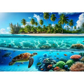 Sutinban Sea Turtle 500 Piece Puzzles for Adults, Coolest Hard Puzzle 500 Pieces, Wave Spirit Hawaii Ocean Jigsaw Puzzles Home Decor Happy Family Game for Kids & Adults, 20’’x14.2’’