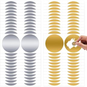 100PCS Scratch Off Sticker Labels 2'' Round Self Adhesive Scratch Off Stickers DIY Stickers Circle for Gender Reveal, Reward Programs,Party Favor,Scratch Tickets Raffle Card Creating-Gold, Sliver