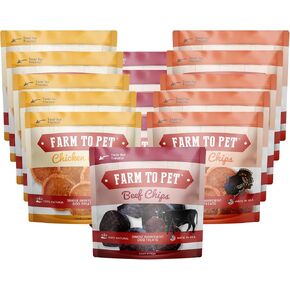 Farm To Pet - 15 Puppy Training Treats Starter Packs Chicken, Turkey & Beef Chips for Dogs - Value Pack Training Treats, All Natural Single Ingredient - Puppy Essential Made in USA
