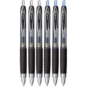 Uni-ball Signo 207 Roller Ball Retractable Gel Pens, Ultra Micro Point (0.38mm), Blue Ink, 6 Count, Bundle with Plastic Reusable Pouch