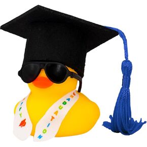 wonuu Graduation Rubber Duck, Car Dashboard Ornament Party Decoration Graduation Gifts for Her & Him, High School Seniors Phd Masters Degree College Funny Grad Gift for Women & Men, Black
