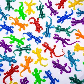 48 Pack Stretchy Lizard for Halloween, Rubber Fake Lizards Set for Easter Party Favors Decoration, Lizard Toys for Teenagers to Funny, Rubber Lizard Toy for Parody Filler (8 Colors Mixe)