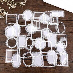 150pcs Transparent Lace Stickers, Waterproof Cutout PET Border Decal for Wedding Scrapbooking DIY Decoration Handmade Craft Notebook Photo Frame Album