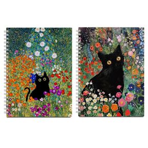 SDFBFVSA 2 Pcs Cute Spiral Notebook, Cat College Ruled Spiral Notebook, 160 Pages Hardcover Notebooks Journals for Writing Business Office, Funny Aesthetic Notebooks for Women Teacher 8.3x6
