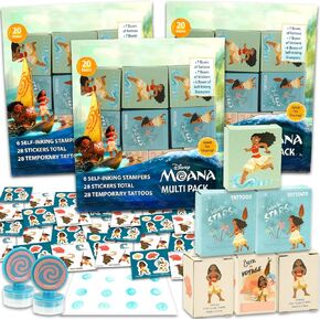 Disney Moana Party Favors Bulk Set ~ Bundle with 60 Pieces Favor Boxes with Stickers, Tattoos and Stampers for Kids Birthday Party | Moana Classroom Prize Boxes